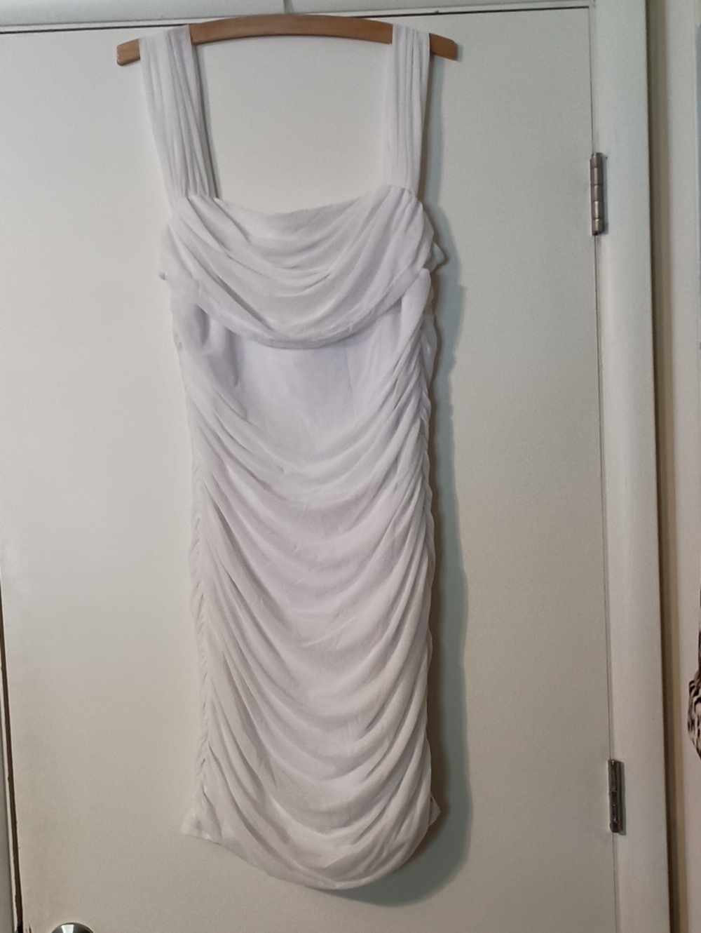 White Ruched Sleeveless Dress